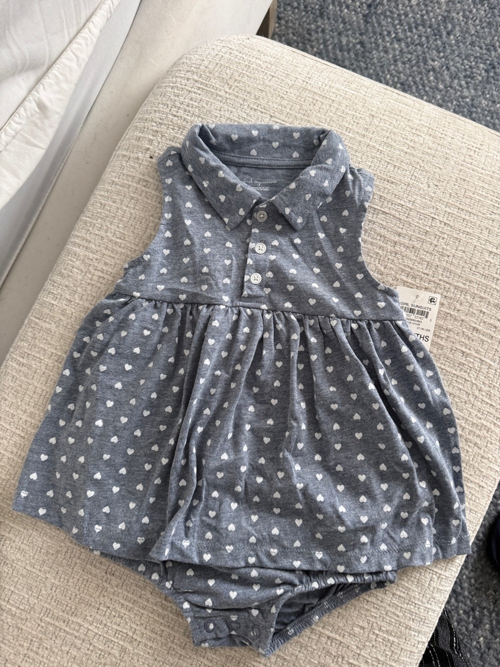 First Impressions Gray Sleeveless Polo Heart One-Piece